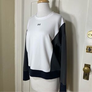 UA Under Armour Rival Terry Crewneck Pullover Sweatshirt White Gray Colorblock S
